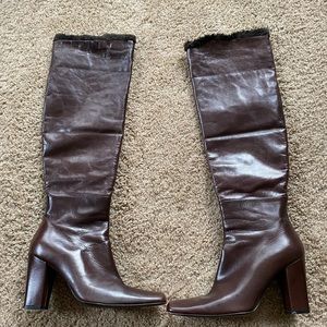 Dark brown leather boots casadei